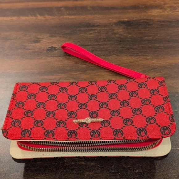 Wendykeen Red Pattern Wristlet Wallet Compartments - Picture 2 of 7